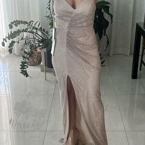 Nude sparkling prom dress